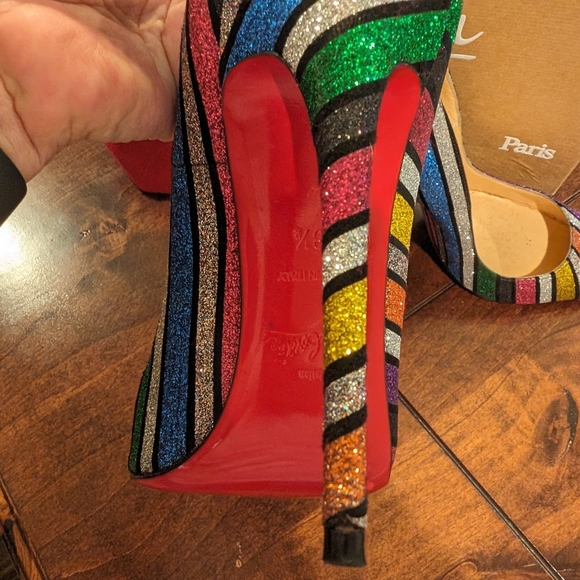 Gorgeous Christian Louboutin So Kate Stripey Glitter Multi Sz 38.5/ 8 - Picture 9 of 16